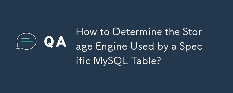 How to Determine the Storage Engine Used by a Specific MySQL Table?