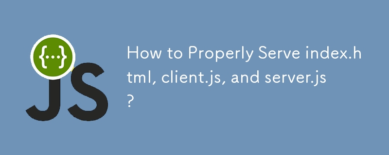 Wie werden index.html, client.js und server.js ordnungsgemäß bereitgestellt?