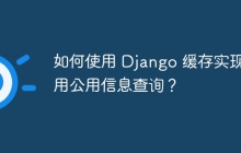 如何使用 Django 缓存实现通用公用信息查询？