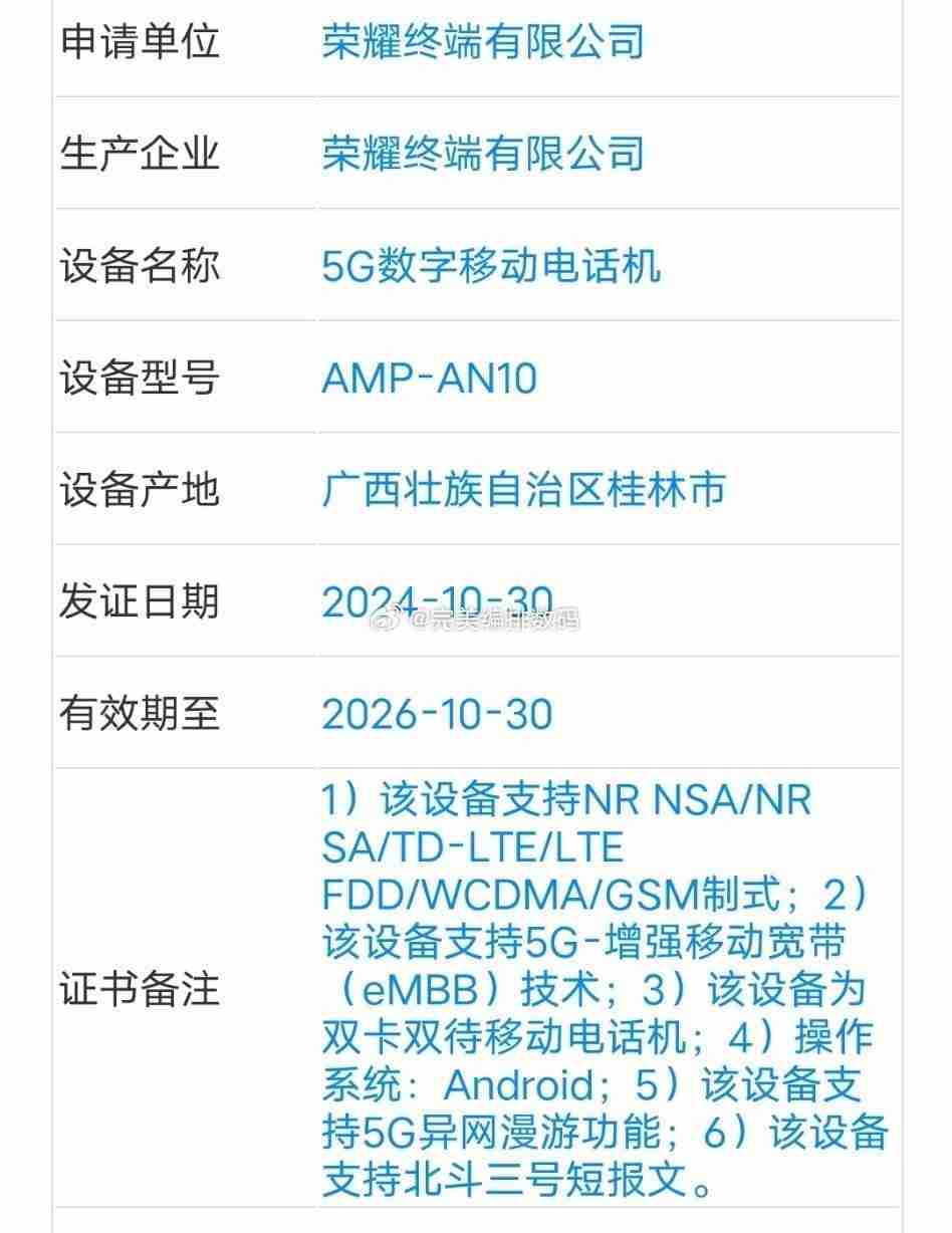  支持北斗消息！荣耀 300 Pro+ 正式入网 