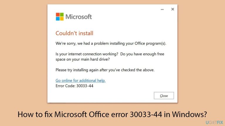 如何修復 Windows 中的 Microsoft Office 錯誤 30033-44？