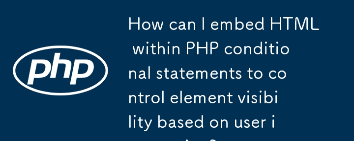 How can I embed HTML within PHP conditional statements to control element visibility based on user interaction?