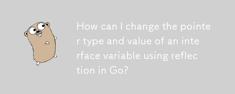 如何在 Go 中使用反射來變更介面變數的指標類型和值？