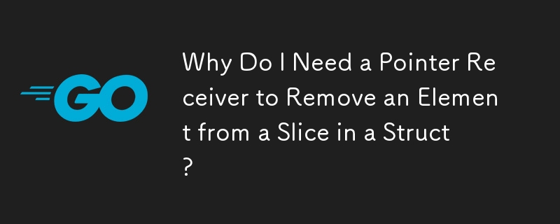 Why Do I Need a Pointer Receiver to Remove an Element from a Slice in a Struct?