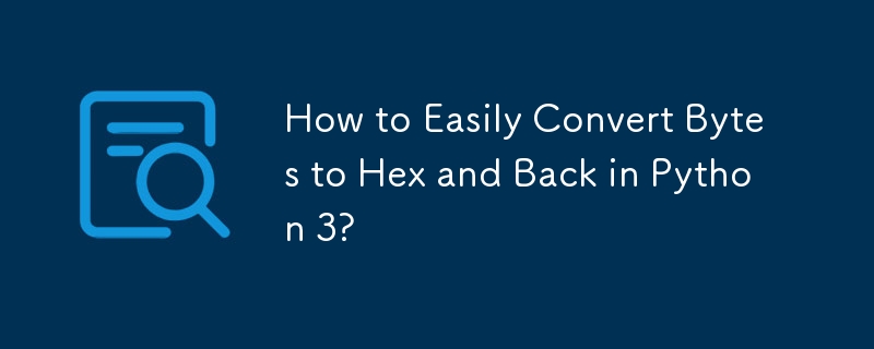 Comment convertir facilement des octets en hexadécimal et inversement dans Python 3 ?