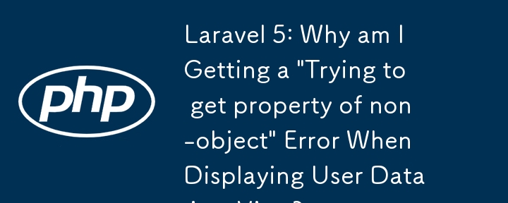 Laravel 5：为什么在视图中显示用户数据时出现“尝试获取非对象的属性”错误？