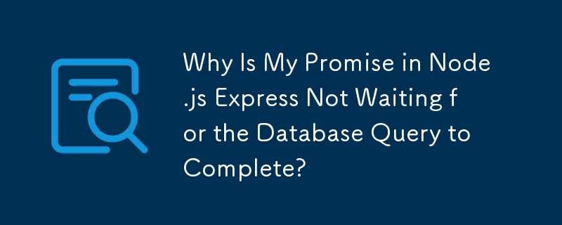 Why Is My Promise in Node.js Express Not Waiting for the Database Query to Complete?