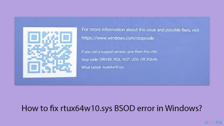 Windows에서 rtux64w10.sys BSOD 오류를 수정하는 방법은 무엇입니까?