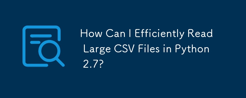 Python 2.7에서 대용량 CSV 파일을 어떻게 효율적으로 읽을 수 있습니까?