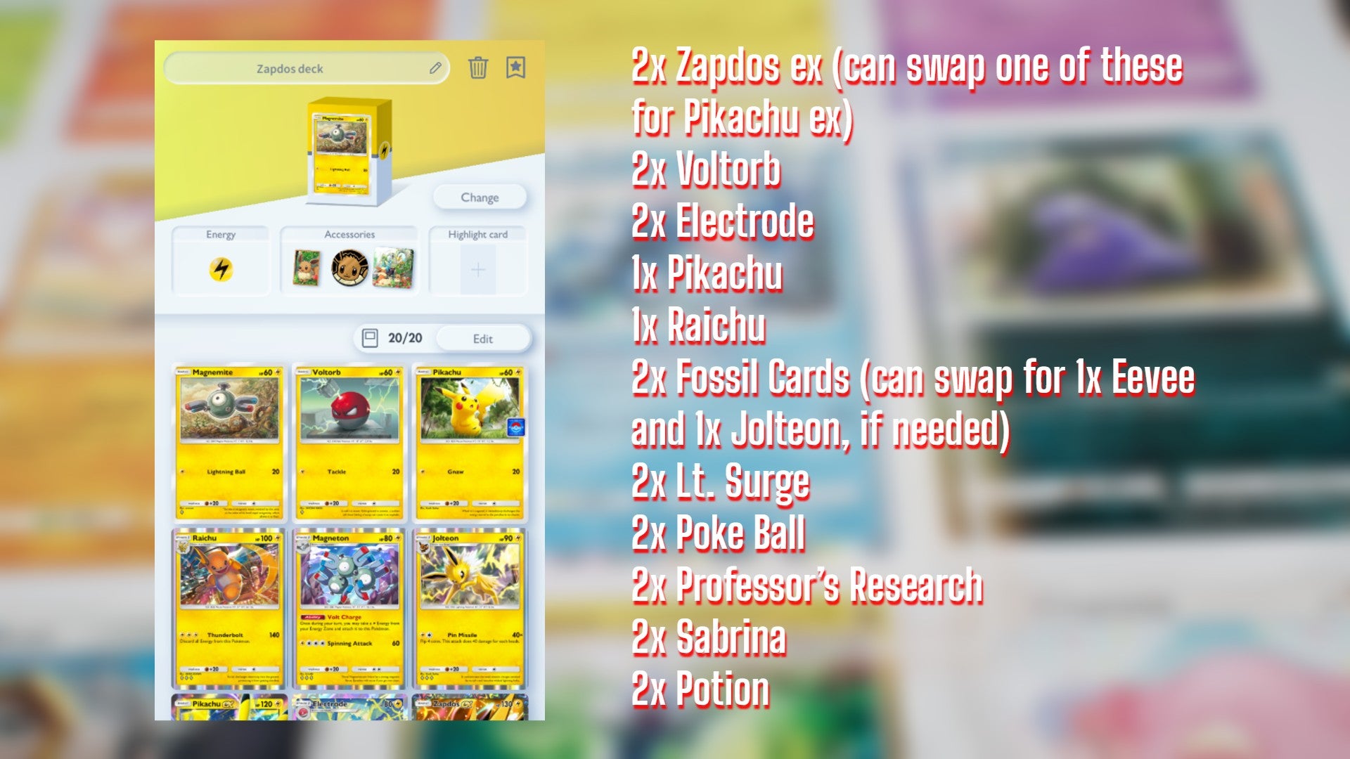 Pokemon TCG Pocket best Zapdos ex deck - card list and guide