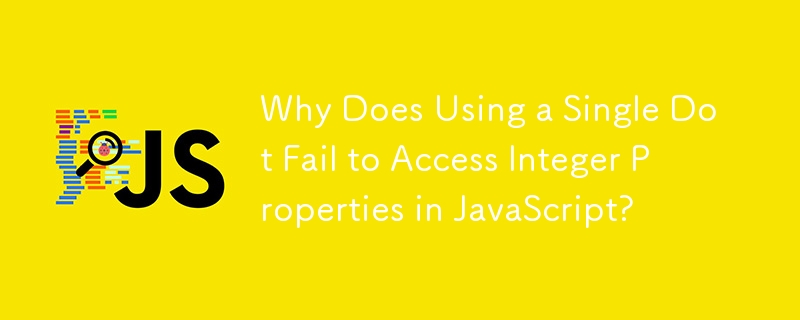 Why Does Using a Single Dot Fail to Access Integer Properties in JavaScript?