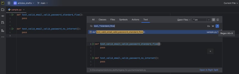 Reguläre Ausdrücke zum Hervorheben von Kommentaren in PyCharm