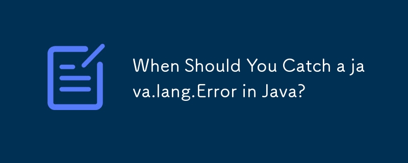 Java에서 java.lang.Error를 언제 발견해야 합니까?