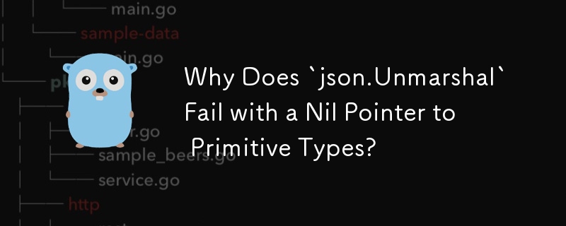 Warum schlägt „json.Unmarshal' mit einem Null-Zeiger auf primitive Typen fehl?