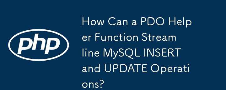 Wie kann eine PDO-Hilfsfunktion MySQL INSERT- und UPDATE-Vorgänge optimieren?