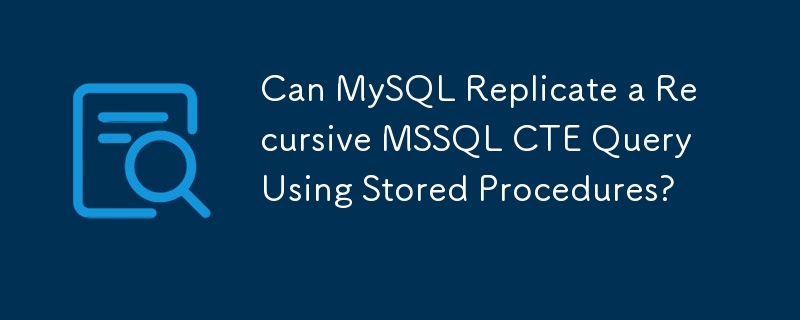 Can MySQL Replicate a Recursive MSSQL CTE Query Using Stored Procedures?