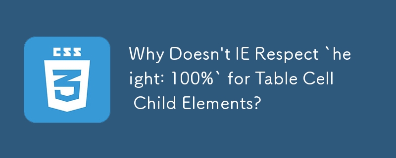 Why Doesn't IE Respect `height: 100%` for Table Cell Child Elements?