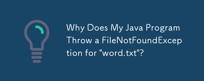 为什么我的 Java 程序会针对'word.txt”抛出 FileNotFoundException？