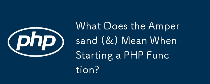 PHP 함수를 시작할 때 앰퍼샌드(&)는 무엇을 의미합니까?