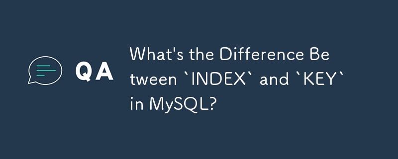 Was ist der Unterschied zwischen „INDEX' und „KEY' in MySQL?