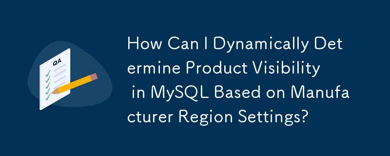 How Can I Dynamically Determine Product Visibility in MySQL Based on Manufacturer Region Settings?