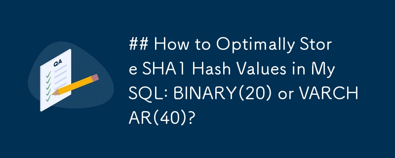 如何在 MySQL 中优化存储 SHA1 哈希值：BINARY(20) 或 VARCHAR(40)？