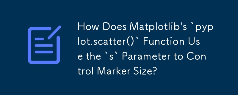 How Does Matplotlib\'s `pyplot.scatter()` Function Use the `s` Parameter to Control Marker Size?