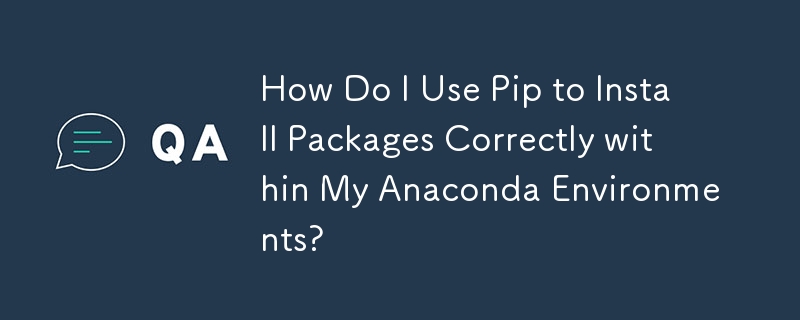 Anaconda 환경에서 Pip를 사용하여 패키지를 올바르게 설치하려면 어떻게 해야 합니까?