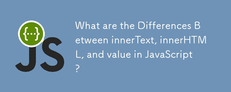 Was sind die Unterschiede zwischen innerText, innerHTML und value in JavaScript?