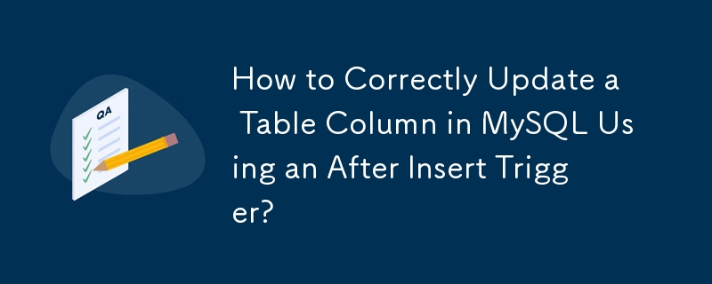 Comment mettre à jour correctement une colonne de table dans MySQL à l'aide d'un déclencheur après insertion ?