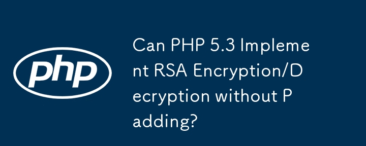 PHP 5.3 可以實現無填滿的 RSA 加解密嗎？