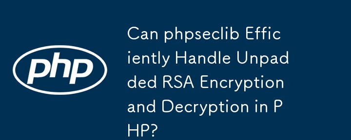 Can phpseclib Efficiently Handle Unpadded RSA Encryption and Decryption in PHP?