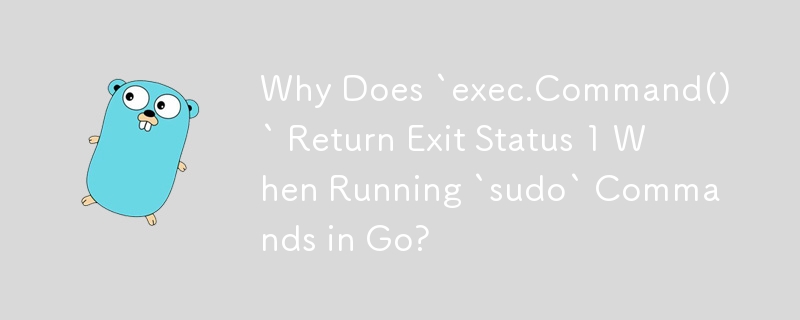 为什么在 Go 中运行 `sudo` 命令时 `exec.Command()` 返回退出状态 1？