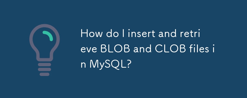 如何在 MySQL 中插入和檢索 BLOB 和 CLOB 檔案？