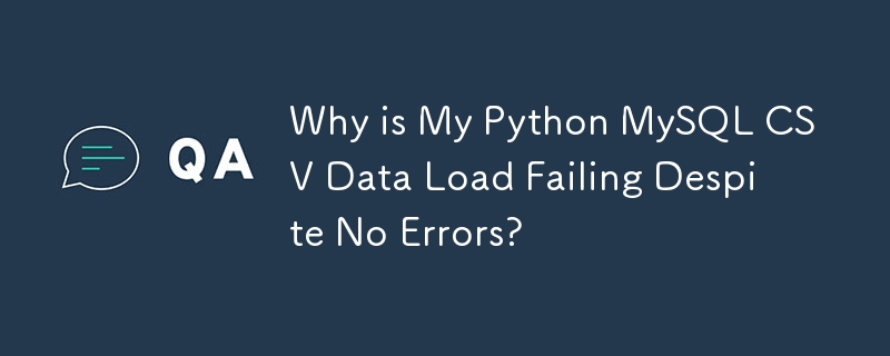 儘管沒有錯誤，為什麼我的 Python MySQL CSV 資料載入會失敗？