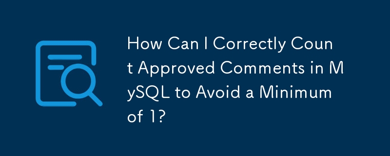 MySQL で承認されたコメントを正しく数えて、最低 1 件を避けるにはどうすればよいですか?