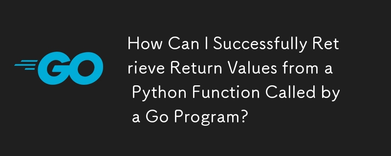 How Can I Successfully Retrieve Return Values from a Python Function Called by a Go Program?