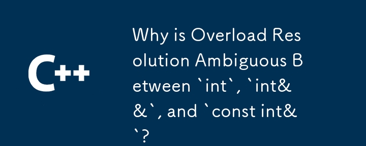 Why is Overload Resolution Ambiguous Between `int`, `int&&`, and `const int&`?