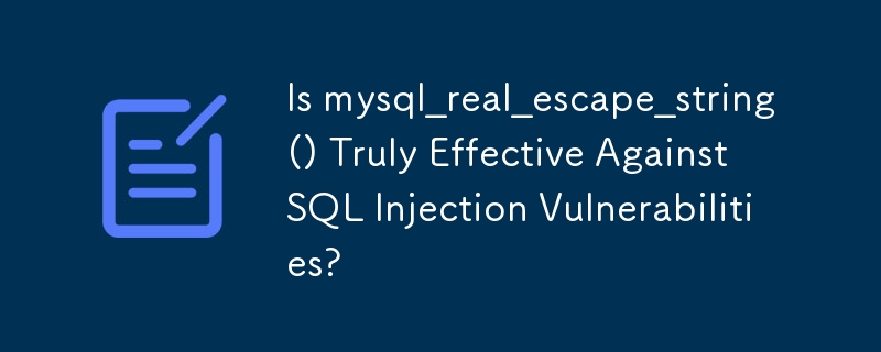 mysql_real_escape_string() は SQL インジェクションの脆弱性に対して本当に効果的ですか?