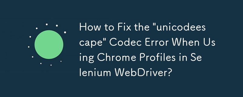 Selenium WebDriver で Chrome プロファイルを使用するときに発生する「unicodeescape」コーデック エラーを修正する方法