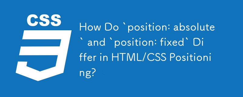 Wie unterscheiden sich „Position: absolut' und „Position: fest' bei der HTML/CSS-Positionierung?