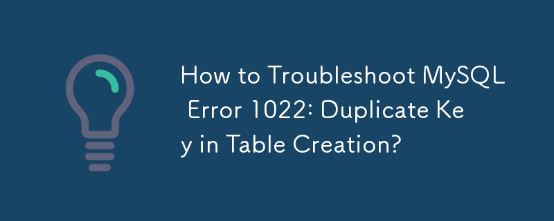 How to Troubleshoot MySQL Error 1022: Duplicate Key in Table Creation?