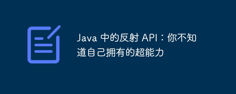 Java 中的反射 API：你不知道自己拥有的超能力 - 小浪资源网