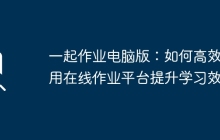 一起作业电脑版：如何高效利用在线作业平台提升学习效果