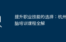 提升职业技能的选择：杭州电脑培训课程全解
