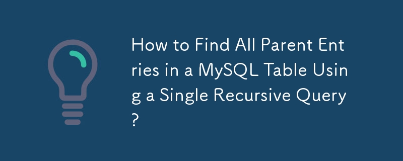 How to Find All Parent Entries in a MySQL Table Using a Single Recursive Query?