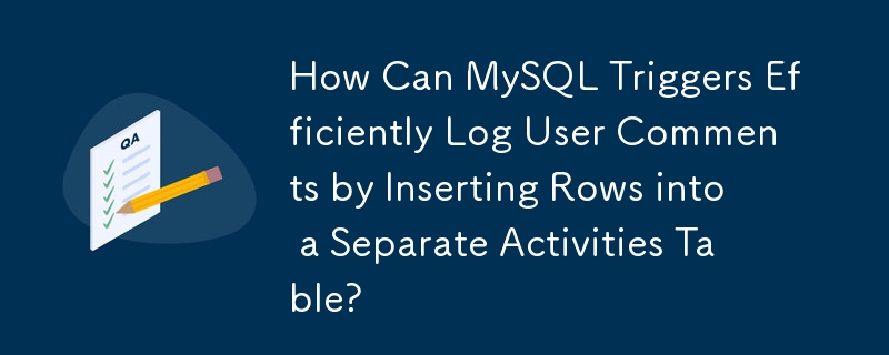 MySQL トリガーは行を別のアクティビティ テーブルに挿入してユーザー コメントを効率的に記録するにはどうすればよいですか?