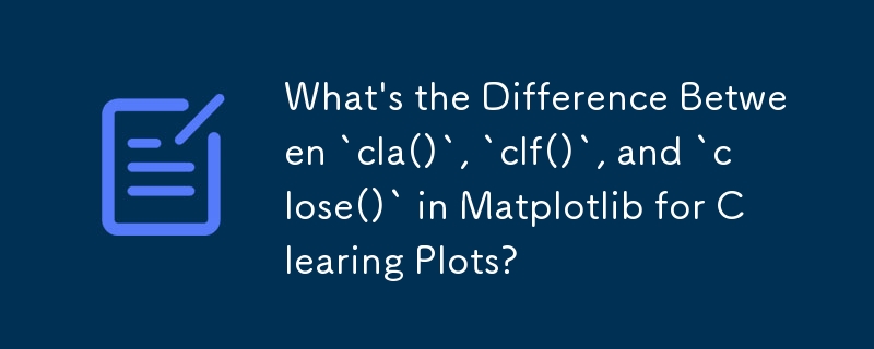 What\'s the Difference Between `cla()`, `clf()`, and `close()` in Matplotlib for Clearing Plots?