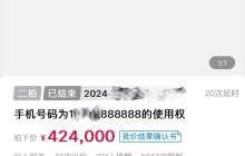 42.4万元成交！江苏888888手机靓号成功拍卖