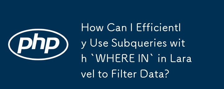 Laravel で「WHERE IN」を含むサブクエリを効率的に使用してデータをフィルタリングするにはどうすればよいですか?